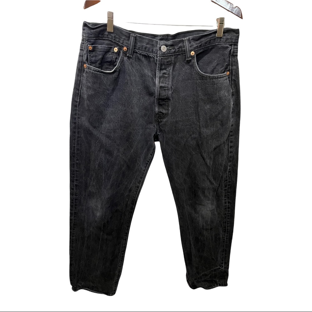 Y2K VINTAGE LEVI'S 501 BLACK DISTRESSED WASH BUTTON FLY MENS JEANS